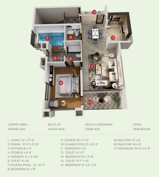 Layout Plan Type 4 - Second Floor (3 BR)